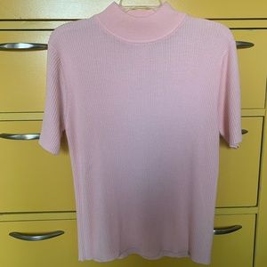 mock neck short sleeve sweater